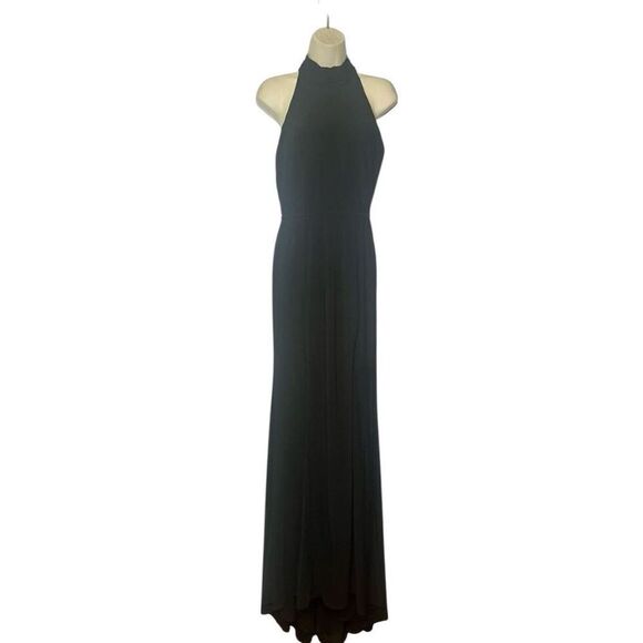 LA FEMME Hi Neck Low Back BLACK GOWN NWOT Size 10 - Picture 1 of 3